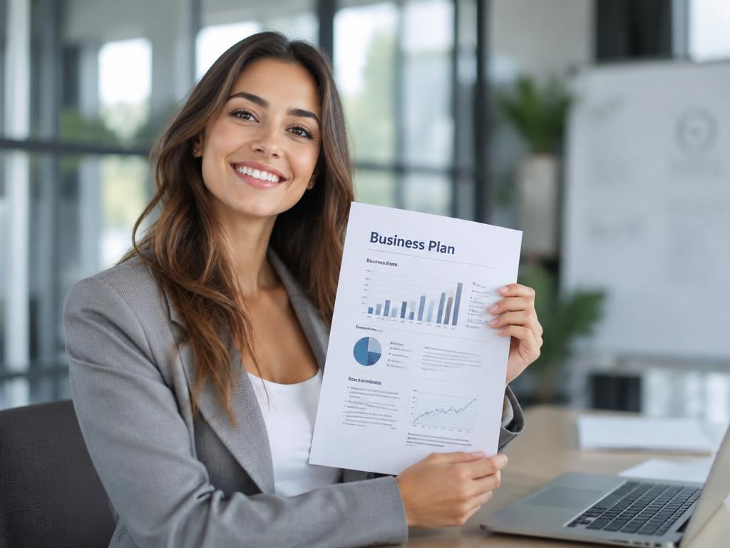 Entrepreneur holding a finished printed business plan